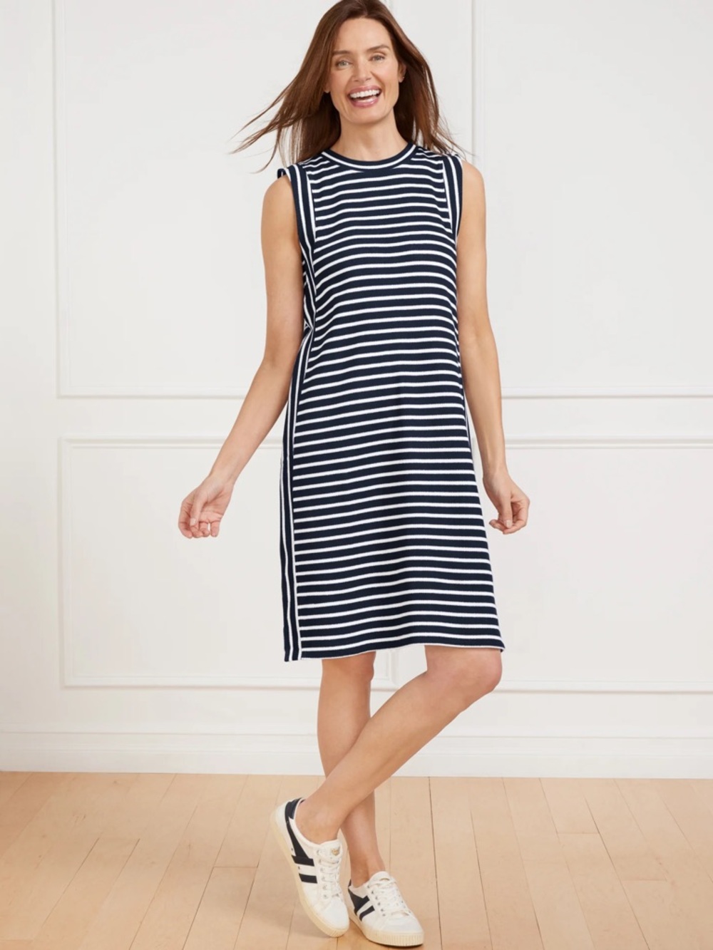 Talbots Navy and White SLEEVELESS DRESS - ACE STRIPE